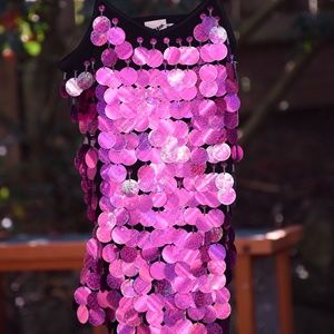 Tag1080 Large Pink Sequin Black Tank